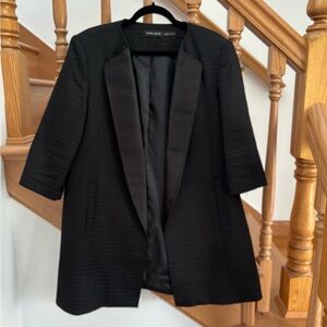 Ivanka Trump Textured Black Blazer with 3/4 Length Sleeves